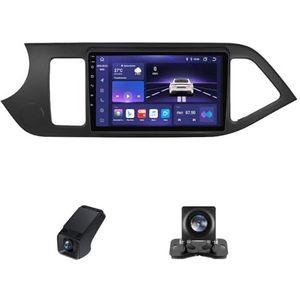 Autoradio geldt voor Kia Morning 2 picanto 2011-2017,9 inch Touchscreen Navi met Wireless Carplay Android Auto 2 DIN Radio Android WiFi FM+Achteruitrijcamera/Stuurwielbediening(X2)