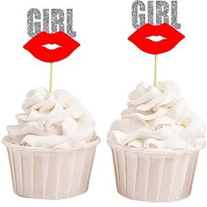 Darling Souvenir, Baby Shower It's a Girl Lip Cupcake Toppers, Gender Reveal Party Dessert Decoraties - Pack Van 20