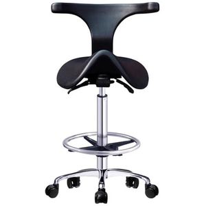 JAVPTAV Zadelstoel, ergonomische zadelstoel met rugsteun, tandheelkundige rolkruk hydraulisch zadel rollende verstelbare kruk voor kliniek tandarts spa massagesalons studio (54 ~ 74 cm)