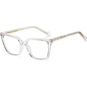 moomoobird Vierkante computerbril, anti-blauw licht, TR90-montuur, modieuze kattenoogbril, montuur voor vrouwen, transparant