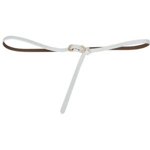 Dames leren dunne tailleband zonder gaten, decoratieve riem met, twee lagen(10001- White)