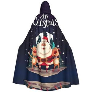 Bxzpzplj Kerst Kerstman Womens Mens volledige lengte carnaval cape met capuchon cosplay kostuums mantel, 185cm