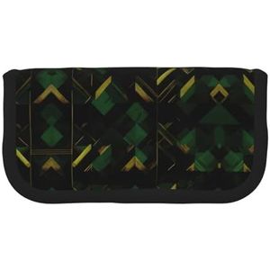 Zwart Groen en Goud Geometrische Leuke Canvas Potlood Pouch - Georganiseerde Opslag voor Reizen & Dagelijks Gebruik Etui, Make-up Pouch