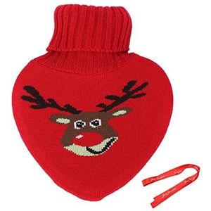 Warmwaterzak, rubberen warmwaterkruik Verlicht pijn met mooie gebreide hoes voor de winter(elanden)