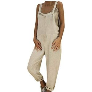 Binggong Jumpsuit dames zomer lang linnen look tuinbroek vrouwen bloemen overall retro zomerbroek Romper baggy broek rompers met zakken