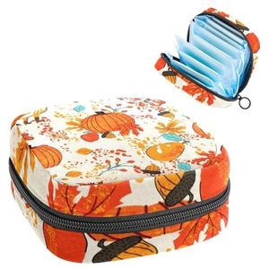 Opbergtas voor maandverband, menstruatiecup zakje, menstruatiezak, organizer voor vrouwelijke pads, tampons, herfstoogst, pompoen, appelperen