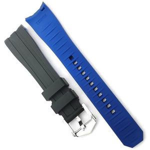dayeer Gebogen uiteinde Duiken Quick Release siliconen horlogeband voor Omega Rubberen band voor Seiko Polsband voor Tissot Horlogeband voor Tudor (Color : Blue, Size : 20mm)