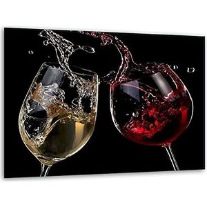 TMK, snijplank glas 40x30 met motief wijn snijplaat, kookplaat afdekplaat decoratief glas