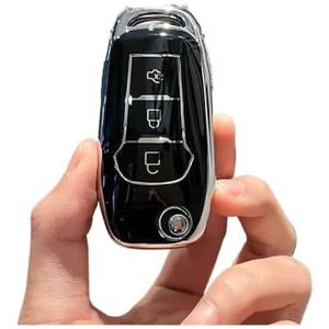 Autosleutel beschermhoes TPU Auto Flip Key Case Cover Shell Voor Ford Voor Fusion Voor Fiesta Voor Mondeo Voor Ecosport Voor Kuga Voor Escort Keyless Fob Accessoires Sleutel Shell(Schwarz)