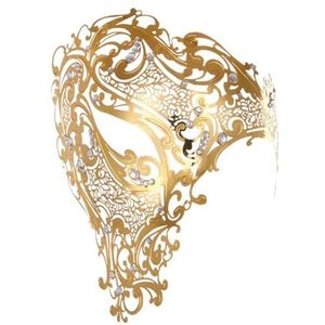 SAVOMA Metalen masker verguld Phoenix holle strass masker maskerade rekwisieten (kleur: 13 goud D)