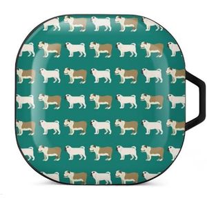 Grappige cartoon bulldog hond oordopjes hoesje compatibel met Samsung hard shell beschermhoes zwart-stijl