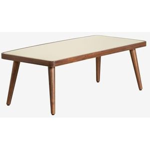 SKLUM Marilia salontafel van cement en acaciahout Tapioca beige 110 x 50 cm