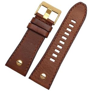 LUGEMA Horlogeband 28 Mm Echt Lederen Armband Compatibel Met Horlogeband Horlogeband DZ7193 DZ7214 DZ7311 DZ7312 DZ7313 Horlogeband (Color : Brown gold, Size : 28mm)