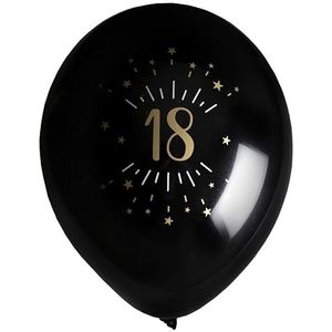 Santex 7355-18, verpakking met 8 ballonnen, motief ""glitter"", zwart/goud, 18 jaar