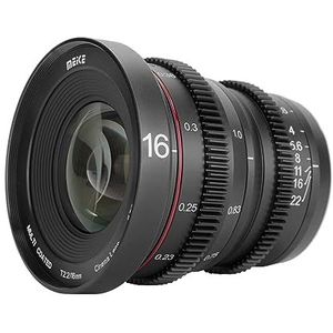 Meike 16mm T2.2 Handmatige Focus Groothoek Vaste Prime Cinema Lens voor M43 Micro Vier Derde MFT Mount Camera's en Cinema Camera BMPCC