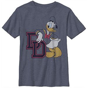Disney Characters Donald College DD Boy's Crew Tee, Navy Blue Heather, Large