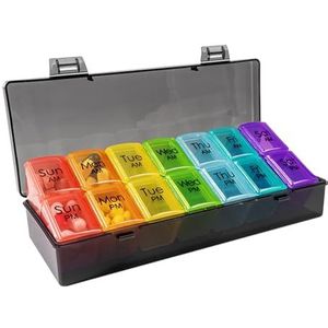 Wekelijkse pillendoos, pillendoosjes 7 dagen 2 keer per dag, tablet-organizer, persoonlijke pillendispenser, 14 extra grote compartimenten draagbaar reizen, voor
