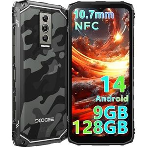 DOOGEE Blade10 Mobiele telefoon, onbreekbaar, Android 14, 9 GB + 128 GB/TF 2TB, 10,7 mm, 6,56 inch, 5150 mAh, onbreekbare smartphone, Octa-Core, camera 16 MP telefoon, IP68/I69K/4G Dual SIM/Face ID