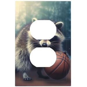 Grappige wasbeer basketbal wandplaat cover schakelaar plaat cover 1-gang duplex stopcontact cover elektrische stopcontact muur plaat lichtschakelaar covers voor keuken slaapkamer decor