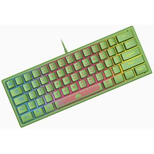 Mini 60% Gaming Keyboard, Wired Membraan Game Toetsenbord met Compact 62-Toetsen, Stille Semi-mechanisch Keycaps, Optisch Chroma RGB-Verlichting, Ultra-light, UK Layout, PC Laptop Computer Mac-Groen