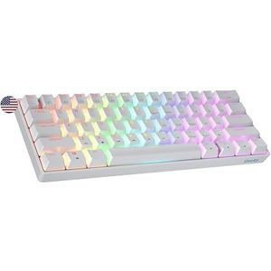 Geeky GK61 SE 60% | Mechanisch Gaming Toetsenbord | 61 Toetsen Multi Kleur RGB LED Achtergrondverlichting voor PC/Mac Gamer | ANSI US Amerikaanse Indeling (Wit, Mechanical Red)