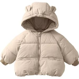 Kinderdonsjack Ultrazachte geïsoleerde jassen Kinderen Warme winterkleding Jongens Meisjes Lichtgewicht gewatteerde bovenkleding Winddichte capuchon Winterjassen Jas for jongens en meisjes(Beige,4T (1