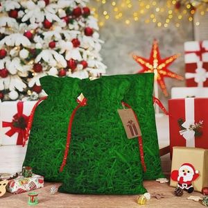 Groene Gazon Honkbal Handschoen Print Christmas Gift Bags Jute Kerst traktatie Zakken Met Drawstring Candy Bag Voor Vakantie Geschenken