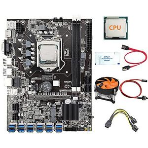 AMIUHOUN 12 GPU B75 BTC Mijnbouw Moederbord+CPU+Fan++Stroomkabel+Schakelaar Kabel 12 USB3.0 Slot LGA1155 DDR3 RAM SATA3.0