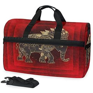 Rode olifant kunst sport zwemmen gymtas met schoenen compartiment weekender duffel reistassen handtas voor vrouwen meisjes mannen