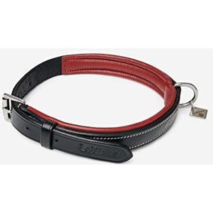 LeMieux Windsor zachte gewatteerde lederen halsband in zwart / bordeaux - outdoor pet walking nekband met elegante steek details en metalen hardware - XS