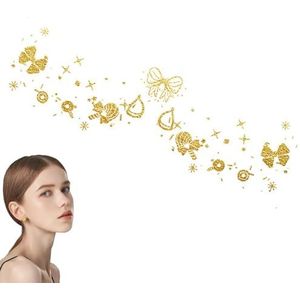 Gezichtsstickers, tijdelijke gezichtssticker, tijdelijke gezichtssticker, make-up stickers voor festivals, tijdelijke gouden rubberen label voor oogmake-up,