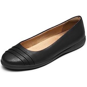 DREAM PAIRS SDFA2306W Damesschoenen met ondersteuning van de voetboog, elegante ballerina's voor dames, comfortabele platte schoenen met ronde neus en instappers, Zwart, 38 EU