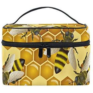 Honeybee gele cosmetische tas organizer rits make-up tassen zakje toilettas voor meisjes vrouwen