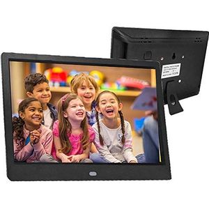 Topiky Digitale fotolijst, 10 inch 1280 x 800 HD elektronische fotolijst digitaal album met afstandsbediening houder, ondersteuning voor wekker/kalender/muziek/videoweergave/USB/SD-kaart, Zwart-EU