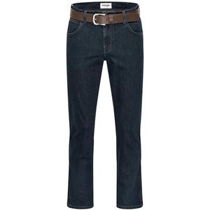 Wrangler Texas heren stretchjeans Regular Fit Authentic Straight in verschillende wassingen met riem in zwart of bruin, blauw zwart + bruine riem, 50W / 34L