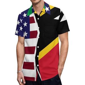 American And Saint Kitts Nevis vlag heren shirts met korte mouwen casual button-down tops T-shirts Hawaiiaanse strand T-shirts XS