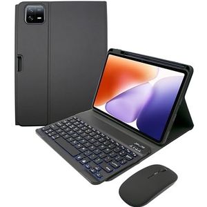 Toetsenbordhoes voor Xiaomi Pad 7/7 Pro 11.2"" 2024, Afneembaar Draadloos Toetsenbord met Achtergrondverlichting En Magnetische Beschermhoes, Muis,zwart
