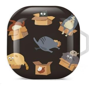 Sweet Cats Vs Boxes Oordopjes Hoesje Compatibel met Samsung Hard Shell Beschermhoes Wit-Stijl
