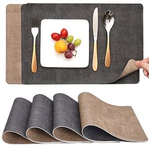 Myir JUN Placemats, afwasbaar, dubbelzijdige placemats, kunstleer, antifouling en antislip placemat, lederlook, afwasbaar, voor restaurant, eettafel
