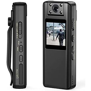 Actiecamera, A22 Kleine Body Gedragen Camera HD 1080 P Camcorder Opname Infrarood Lcd-scherm DVR DV Audio Video Record Ondersteuning 128 GB Tf-kaart(With 64GB TF Card)