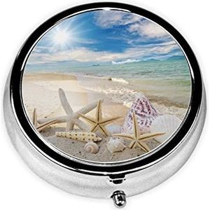 Strandzeester Ronde Pillendoos Decoratieve Doos Pillendoos, Twee Compartiment Pillendoosje