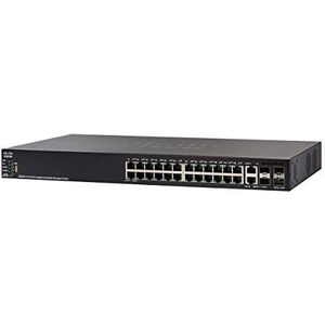 Cisco SG550X-24MPP Stackable Managed Switch met 24 Gigabit Ethernet-poorten (GbE), 740-W-PoE, 2 x 10G Combo, 2 SFP+, dynamische L3-routering, beperkte levenslange bescherming (SG550X-24MPP-K9-EU)