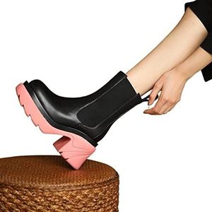 TABKER Sandalen met hak sokken laarzen laarzen hoge hakken damesschoenen herfst enkellaarzen korte laarzen dames (kleur: zwart, maat: 5,5 UK)