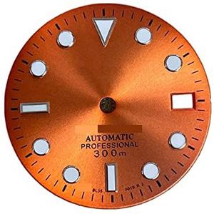 Youngran 29 mm horloge wijzerplaat compatibel for SKX007 NH35 Bekijk beweging met groene lichtgevende oranje/grijs/witte wijzerplaat leisurely (Color : Sun pattern orange)