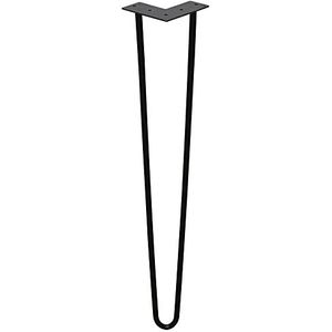 Einfeben Set van 4 Hairpin legs, tafelpoten, verwisselbare tafel- en kast, doe-het-zelf metalen tafelframe, met vloerbeschermers en schroeven, 61 cm, 2-stangen, zwart