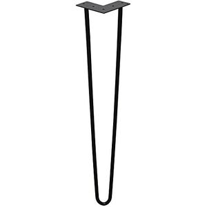 Einfeben Set van 4 hairpin legs tafelpoten, verwisselbare tafel en kast, doe-het-zelf metalen tafelframe, met vloerbeschermers en schroeven, 61 cm 2 stangen, zwart