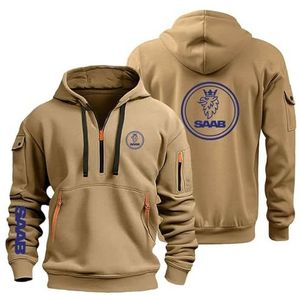 AHYAOFA Heren Gezellige Hoodie Sweatshirt voor S.A.A.B Jumpers Tops Hoody Sport Uitloper Lange Mouw Hooded Jassen Half Zip Jassen, Khaki-3, 18-20