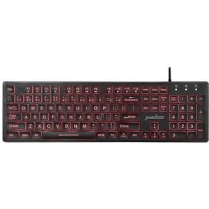 Perixx PERIBOARD-317RGB USB-toetsenbord, bekabeld, achtergrondverlichting, grote letters met RGB-leds, Amerikaanse lay-out