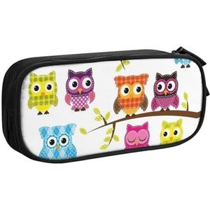 Yyoretp Grote Capaciteit Uilen op Boomtakken Print Potlood Case, Dubbellaags Rits Make-up Pouch Potlood Box Organizer., Zwart, Eén maat, Beauty Case