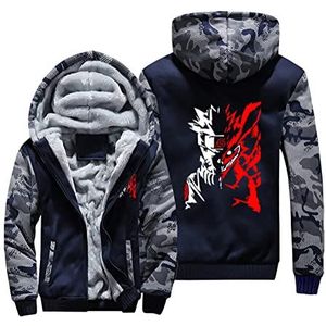QYIFIRST Anime Hokage Uzumaki Rikudousennin Ninetales Hoodie, comfortabele hoodie met fleecevoering, hoodie met doorlopende ritssluiting en zakken, blauw-C, EU M